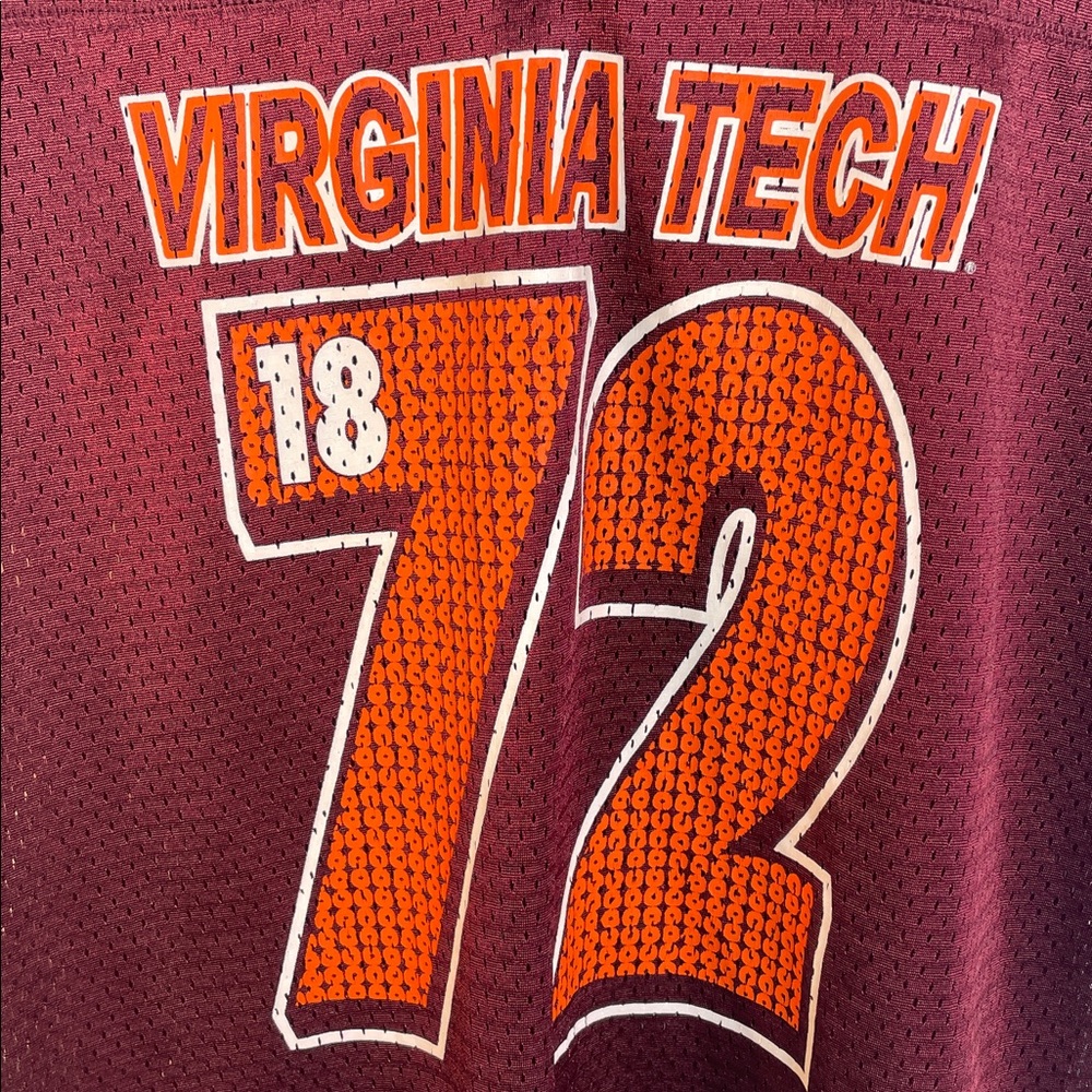 Virginia Tech Hokies Women's Mesh Maroon Football Jersey ‘72 Size Junior’s Large